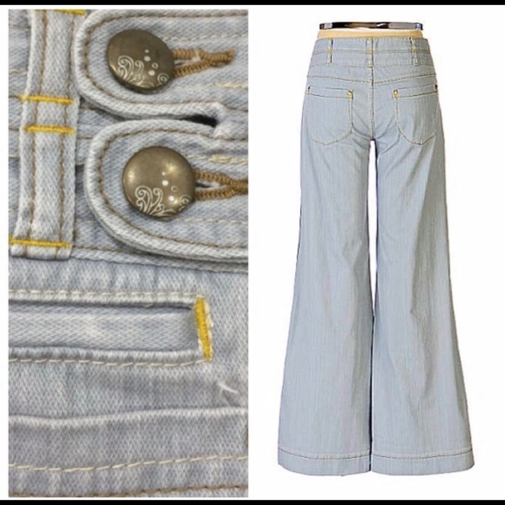 Anthropologie Bica Cheia Wide Leg Jeans Light Wash - Picture 2 of 8